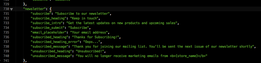 Edit language for newsletter text